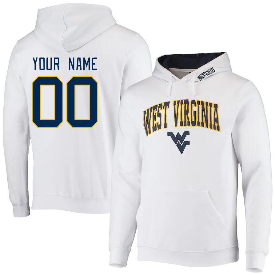 Custom West Virginia Mountaineers Name And Number College Hoodie-White - Click Image to Close